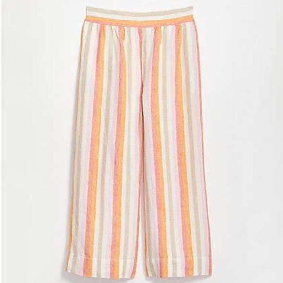 LOU & GREY Multicolor STRIPED pants LINEN Wide Leg Pants Size L NEW - Picture 1 of 2
